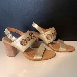 Born square heel open shoes with jewels rhinestones